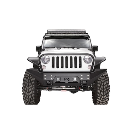 Fab Fours 07-18 WRANGLER JK FMJ STUBBY WINCH BUMPER MATTE BLACK JK07-B1855-1